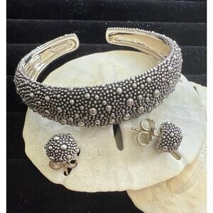 Michael Dawkins Starry Night Hinged Cuff w/ matching stud earrings in 925 SS